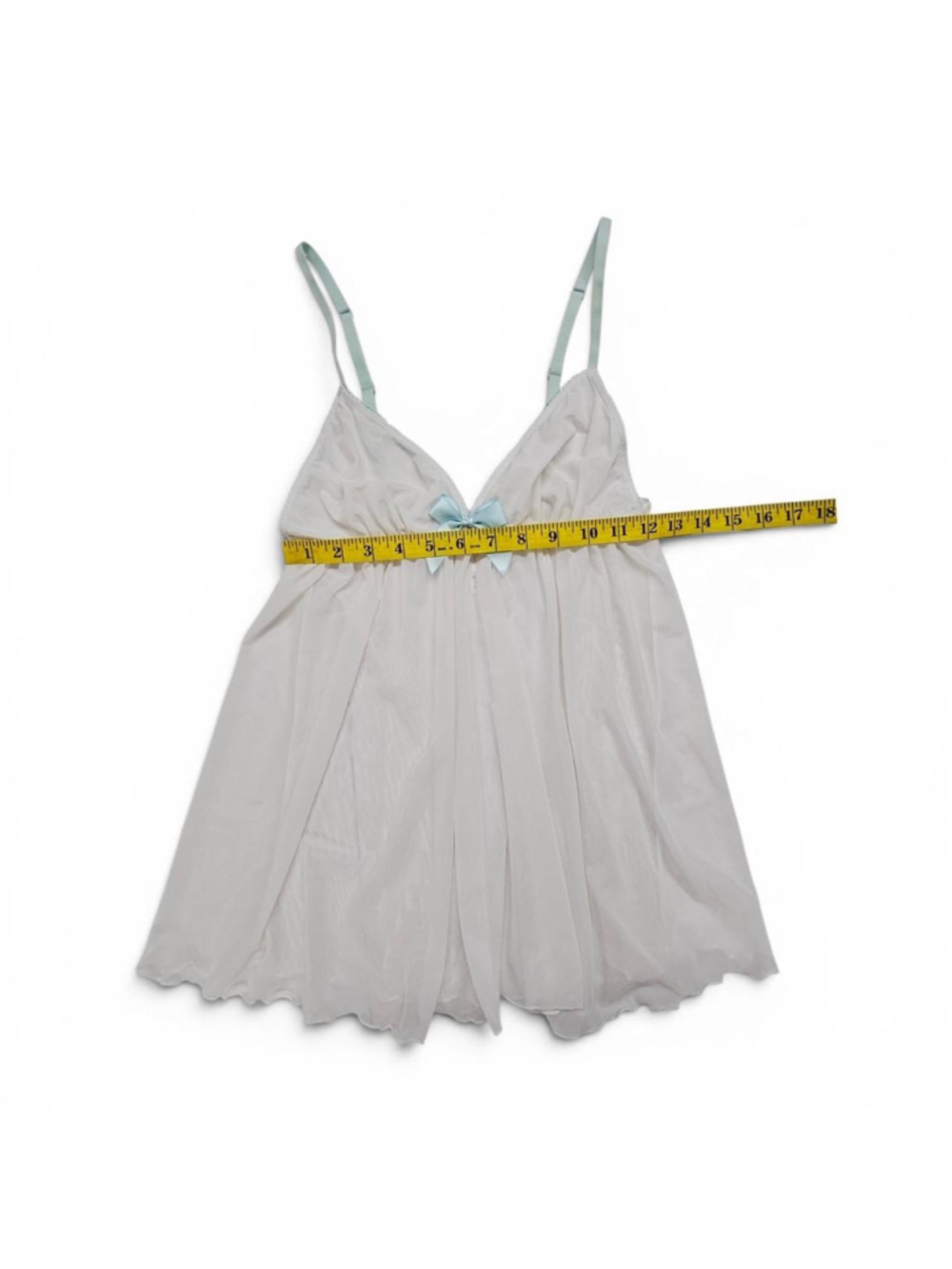 Gilligan & OMalley 90s White Babydoll Slip Dress In White and Light Blue Sz Med - Picture 6 of 7